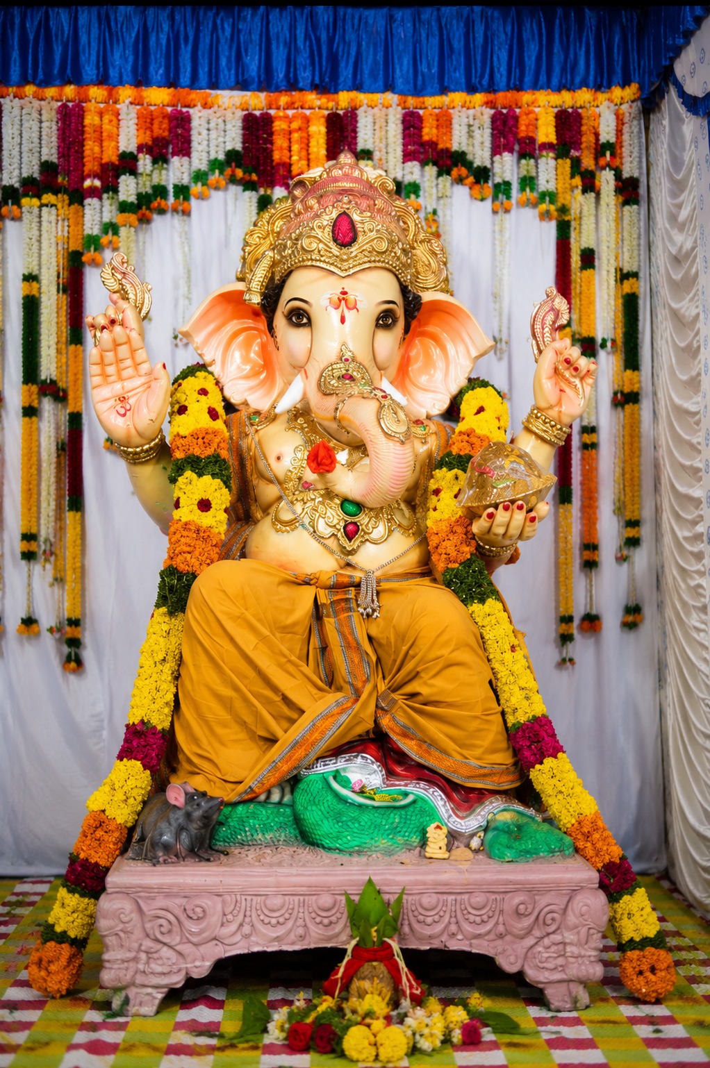 Lord Ganesha idol decorated for the Venkateswara Colony celebration